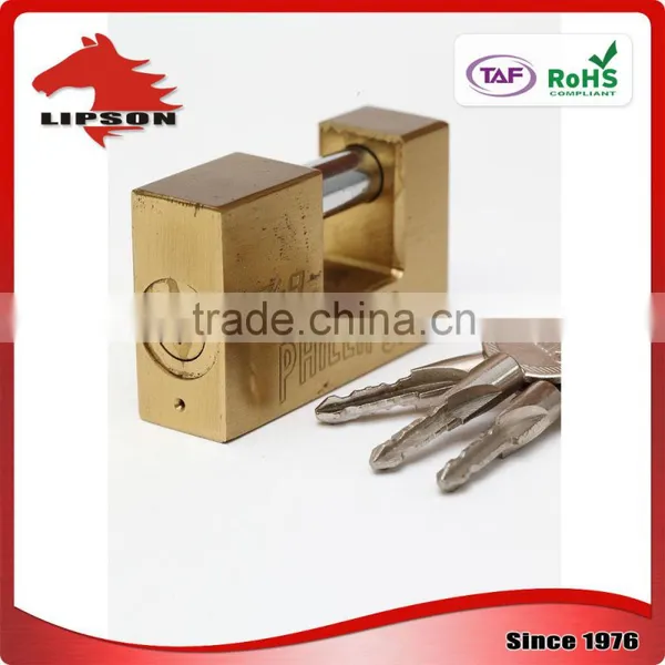 Brass Rectangular Padlock With Kaba Key photo-5