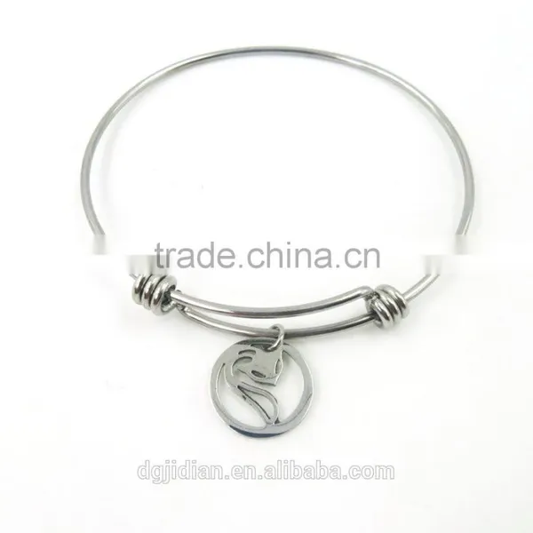 Wholesale Stainless Steel Expandable Wire Bangle With Charm photo-3