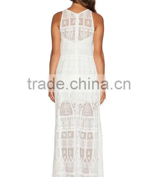 2016 New Design Ladies' White Lace Dress, Good Time Usa Dress in Lace Fabric Latest Lace Dress Designs Photos photo-3