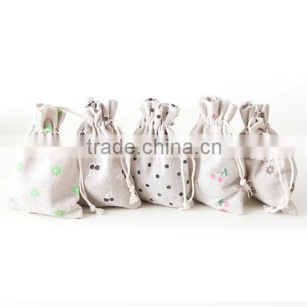 2015 Christmas Jute Drawstring Gift Pouch Bag