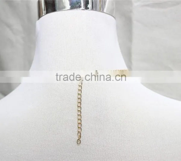 Gold Metal Charm Necklace Peach Acrylic Bead Short Simple Chain Gold Metal Necklace 2016 Fashion Style Wholesale photo-4