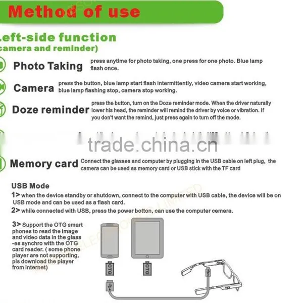 2015 New Video Glasses With Bluetooth, Camera, Flash Light photo-4