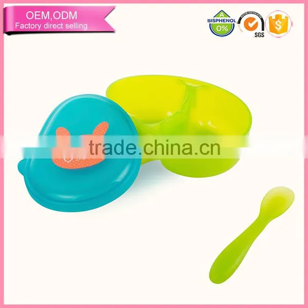 Best Eco Friendly pp Food Feeder Baby Easy go Section Bowl With Snap Spoon photo-3