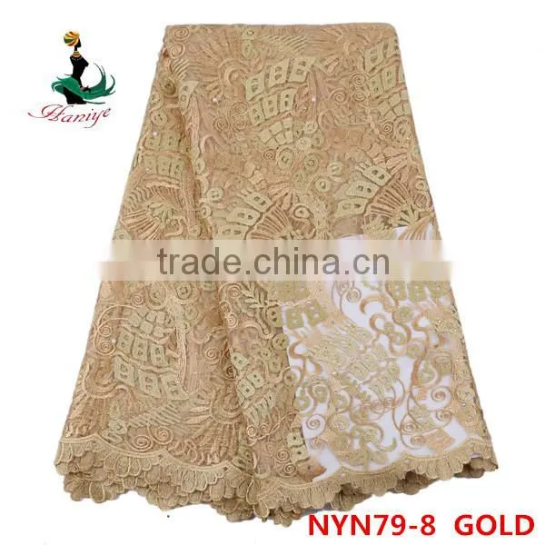 Haniye 2016 Nigerian Wholesale Embroidered French Tulle Lace Fabric/NYN79 photo-6