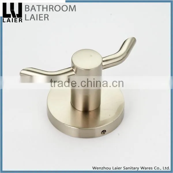 Simple Printing Lines Zinc Alloy Brush Nicked Bathroom Sanitary Items Wall Mounted Double Robe Hook photo-4