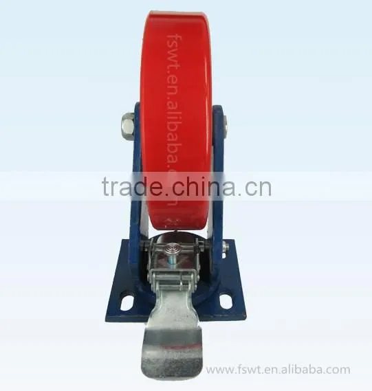 5 Inch Top Plate PU Wheel Double Bearing Fixed Hardware Casters photo-4