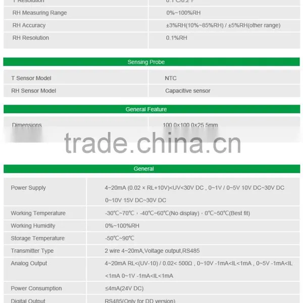 Wall Mount Temperature Humidity Meter Detector RS485 DST1000 Temperature Humidity Transmitter For HVAC photo-6