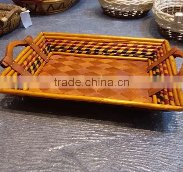 Rectangluar cheap willow fruit vegetable bread tray wicker basket display
