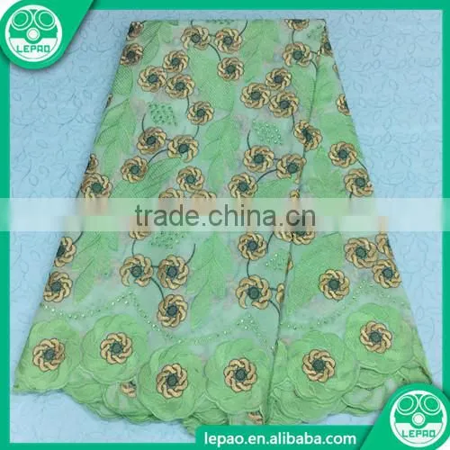 2016 New Arrival Net Embroidery Fabric Design Africa Guipure Lace Fabric With Beads photo-6