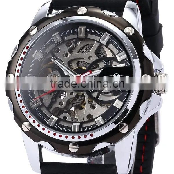 Men's Stylish Silicone Skeleton Analog Auto Mechanical Sport Watch photo-2