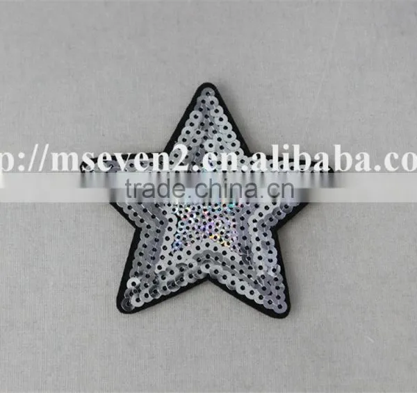 New Fashion White Color Custom Star Design Sequin Applique Star Pattern Embroidery Patch for Jeans photo-2