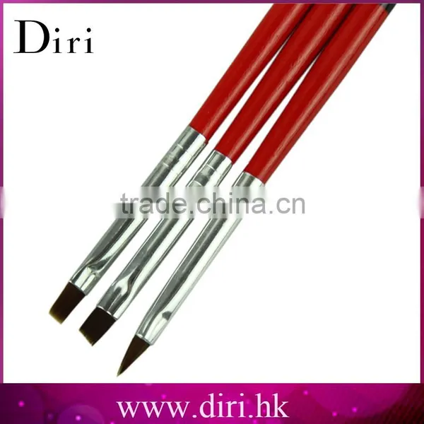 3 Sizes/set Red Soft and Professional Nail Brush Kit Set photo-2