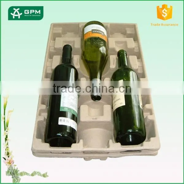 Hot Sale Mouled Pulp Eco-Friendly Paper Pulp Wine Tray , Beer Red Wine Tray Package photo-6