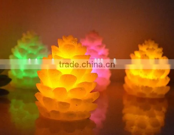 3.25" White Battery Operated Flameless LED Lighted Flickering Pine Cone Christmas Candle photo-2