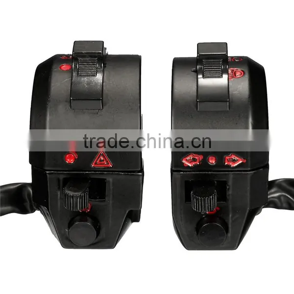 Motorcycle PVC Waterproof Weatherproof 7/8 Diameter Handlebar Horn Turn Signal Headlight Electrical Start Switch 12V Black photo-6