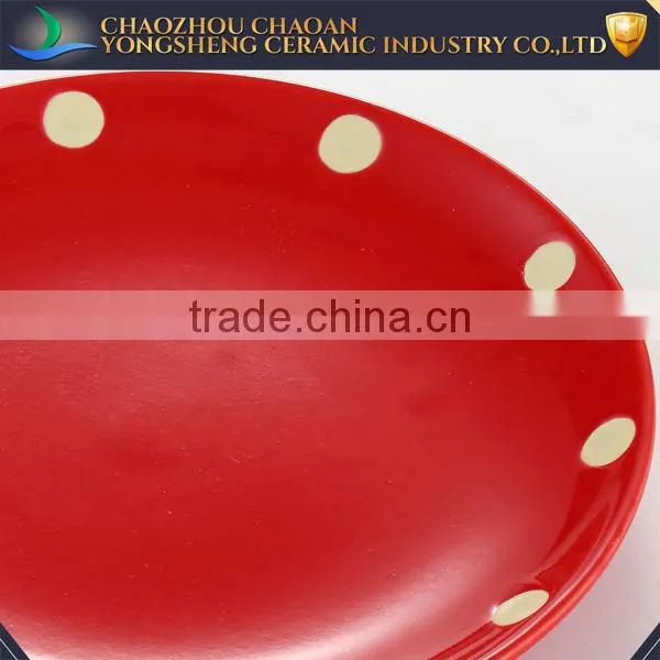 Red and Yellow Ceramic Disposable Plates for Restaurant photo-3