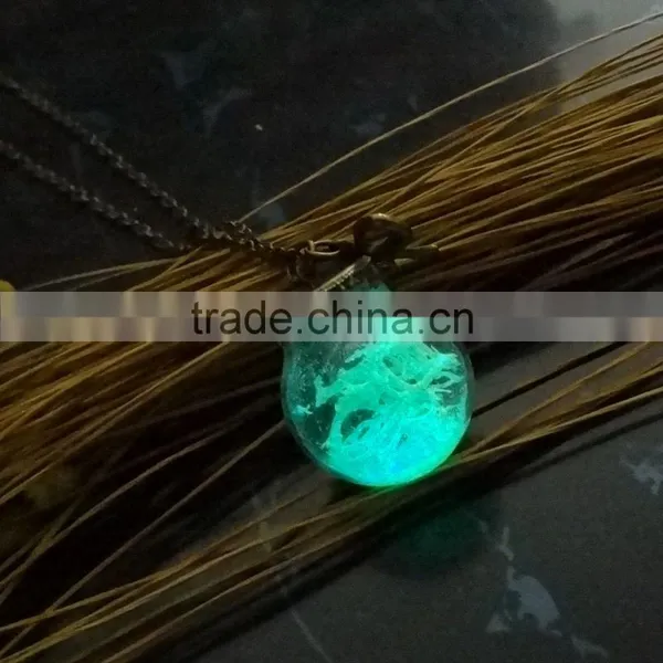 Silver Chain Glass Glowing Pendant Neckalce Glow in the Dark Cross Necklaces photo-6