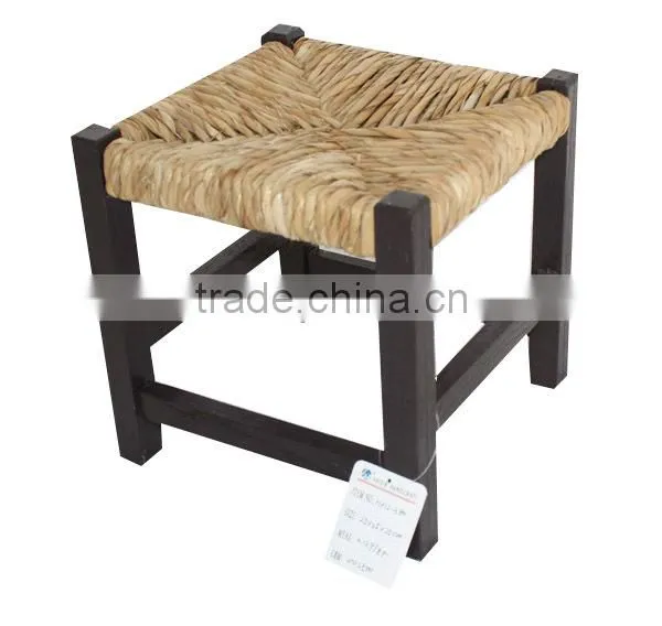 Vintage Black Seagrass Woven Seat Solid Wood Baby Chair With Lidder Back photo-4
