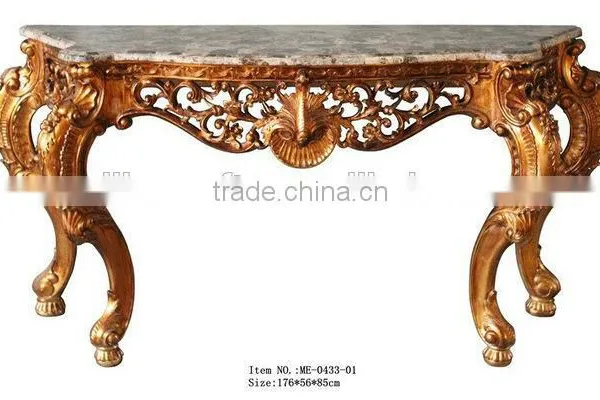 Baroque Style Furniture Console Table With Marble Top For Living Room Decoration photo-4