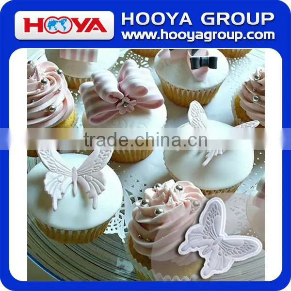 3 Pcs Veined Butterfly Cake Mold Sugarcraft Fondant Cookie Plunger Cutters Decorating Kit photo-2