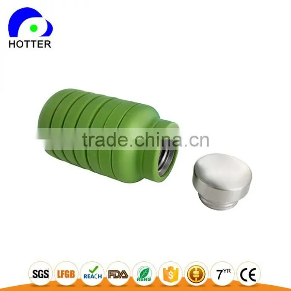 Stainless Head Silicone Folding Water Bottle Full Silicone Safe Travel Camping Folding Cup Wholesale photo-4