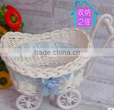 Flower Basket Trolley ;Weave Basket;trolley photo-2