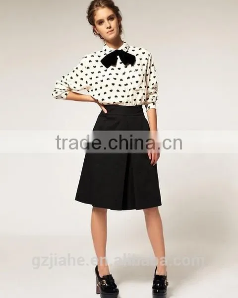 Autumn Spring 2015 Long Sleeve White Heart Printing Pattern Chiffon Blouses Shirt Women Clothing Blusas Femininas European Style photo-3