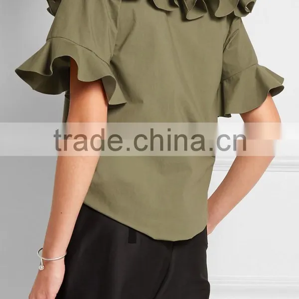 Pictures of Girls Cotton Tops 2016 Neck Design Fashion Crop Top HST3762 photo-2