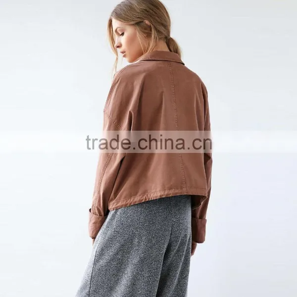 Plain Girls Jacket Loose Style Fashion Design With Zipper photo-2