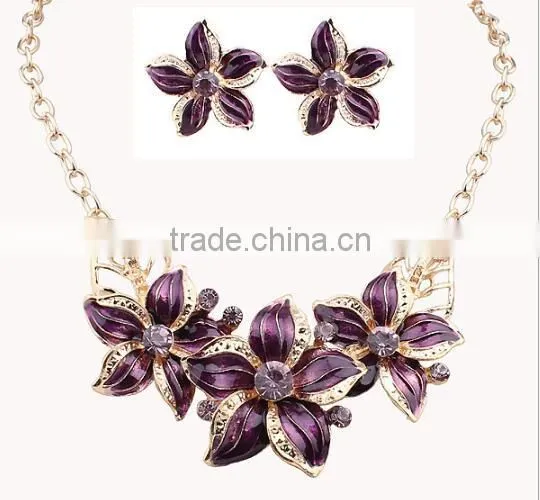 Zm33250a Wholeale Fashion Necklace Earrings Set Simple Flower Design Jewelry Set Women photo-2