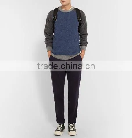 Top Selling 100% Wool Made Sweater Men With Ribbed Trim and Hem Man Wool Sweater Design photo-2