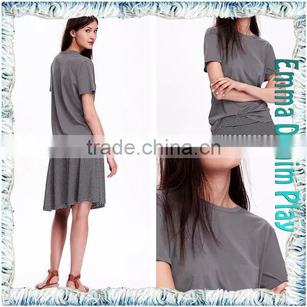 2016 New Simple Designs Plain Style Best Quality Ladies Round Neck Grey Soft Cotton T-Shirt photo-5
