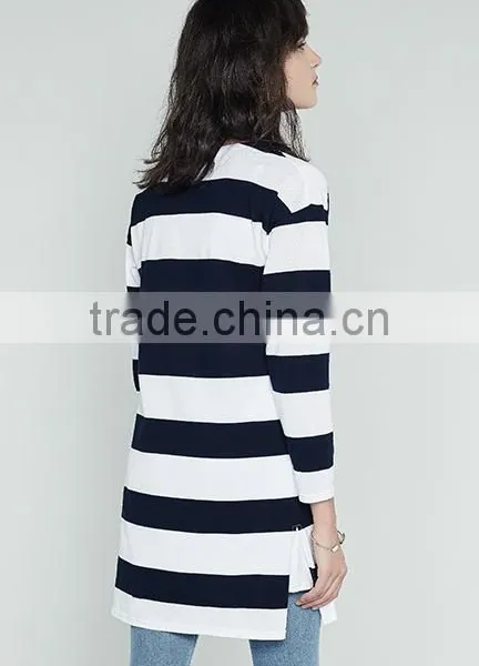 Women's Machine Knitted Patterns Aztec Long Tunic Cotton Cardigan Sweater for Wholesale photo-3
