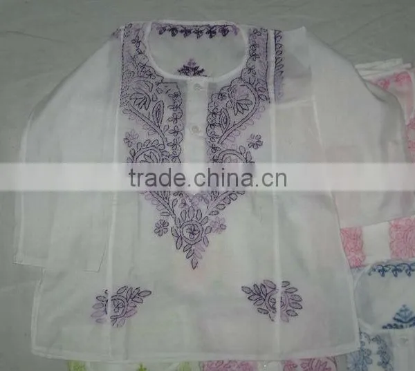 Indian Kids Cotton Chikan Kurtis