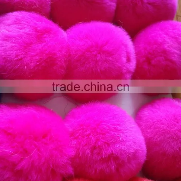 SJ748-01 8CM Colorful Rex Rabbit Fur Ball Wholesale Fur Pom Pom photo-2