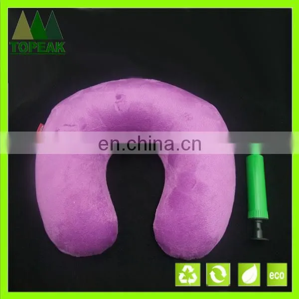 Inflatable U-shape PVC Velvet Cover Inflatable Travel Neck Pillow photo-2