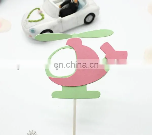 Hot Sale Airplane Cake Topper Helicopter Paper Cake Topper photo-3