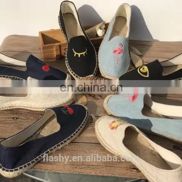 Wholesale Embroidering Espadrilles Flat Nature Canvas Shoes Classic photo-6