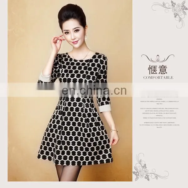 Lady's Woven Big Spots Print Dress