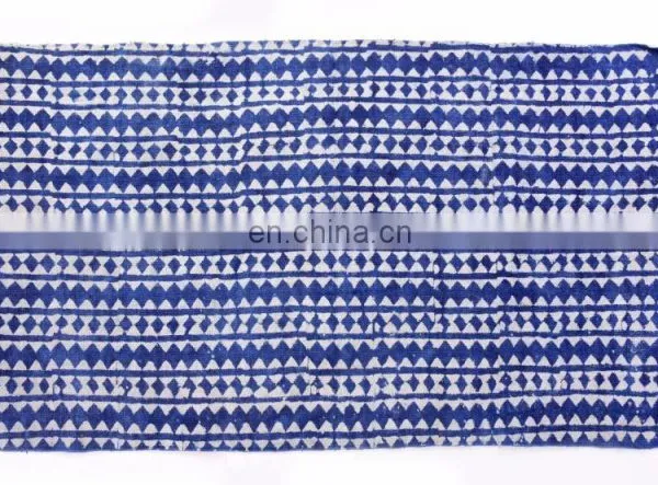 Indian 2017 Hand Loomed Area Rug Hand Block Print Indigo Rug Ethnic Carpet Ethnic Rug