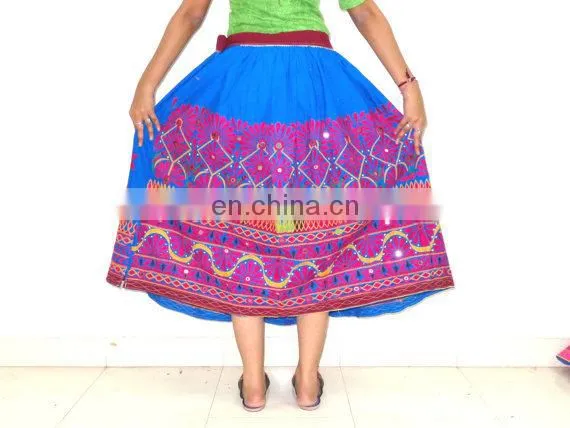 Banjara Skirt - Cotton OLD Work Skirt Tribal Ethnic Skirt - Gypsy Kutch Embroidered Skirt Rabari Embroidered Skirt Wrap Lehenga photo-5