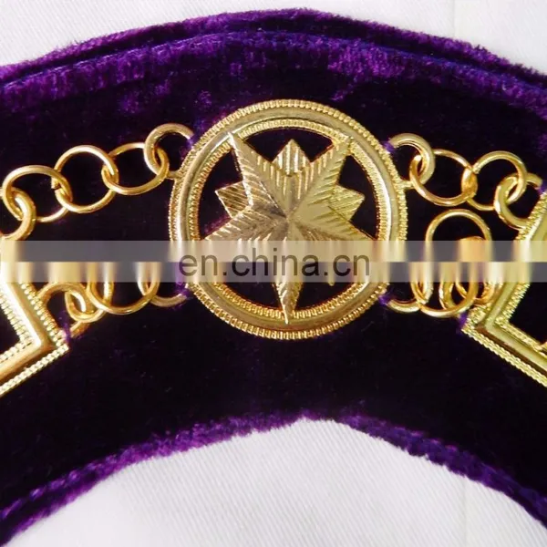 MASONIC REGALIA OES ORDER OF EASTERN STAR GOLDEN METAL CHAIN COLLAR photo-5