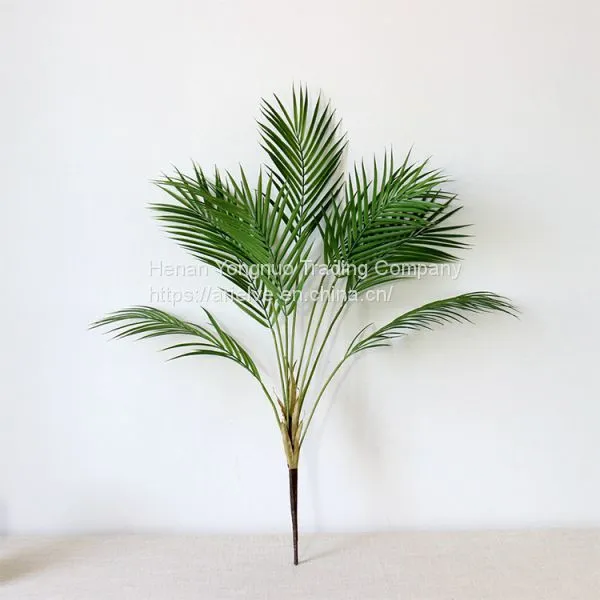 High Grade Plastic Flower Bouquet Single Stem Green Plant Artificial Palm Leaves