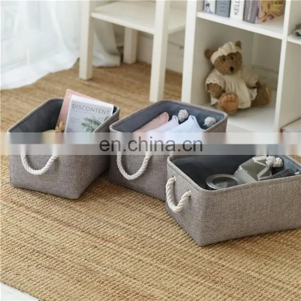 2020 Best Selling Gray Cotton Hemp Children's Toys Folding Cloth Foldable Portable Storage Box photo-3