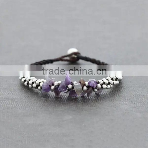 Braided Natural Stone Bead Jewelry Bracelet With Bell XE09-192