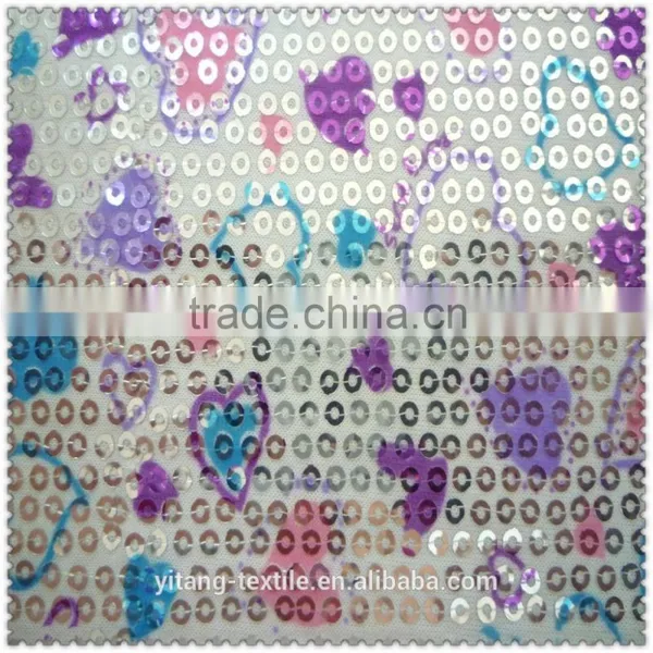 Printed Heart Pattern Sequin Fabric photo-2