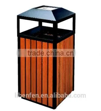 Plastic Wooden Stylish Hot Sale Outdoor Garbage Bin photo-4