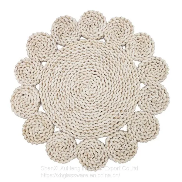 Natural Material Corn Husk Woven Placemats Wholesale Table Decoration Round Plate Mat photo-4