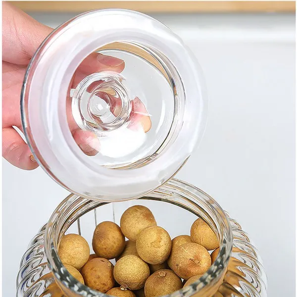Exquisite Ribbed Glass Storage Jars With Lids - Ideal for Kitchen Pantry, Preserving Snacks & Ingredients! photo-3