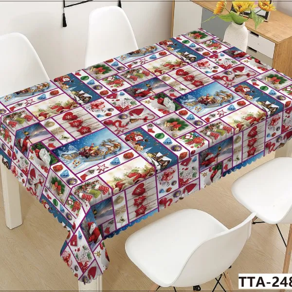 hot sell 2026   Decorative Home Kitchen Tablecloth Liquid Repellent and Stain Resistant polyester christmas  table cloth